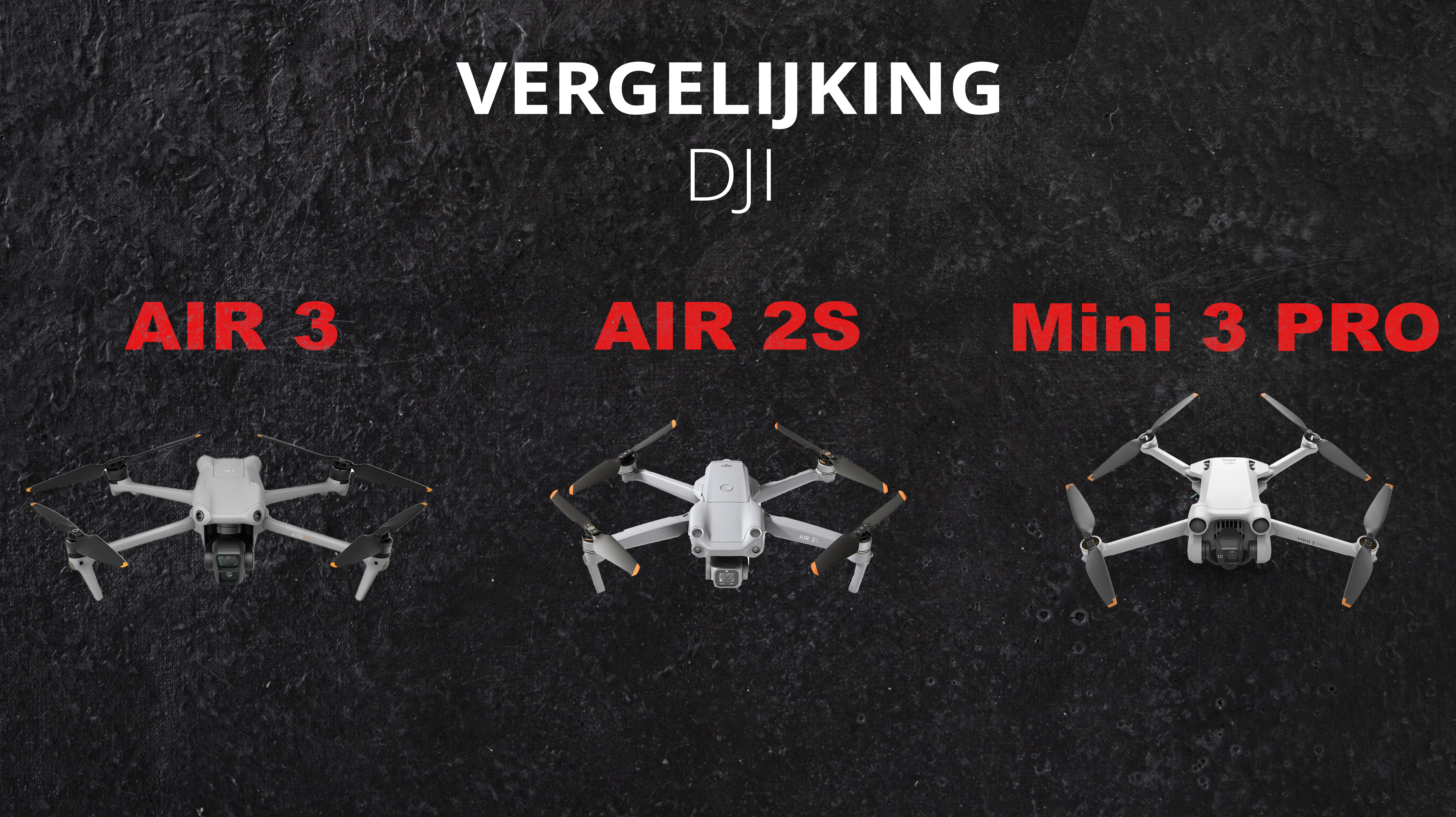 Vergelijking DJI Air 3, DJI Air 2S en DJI Mini 3 Pro